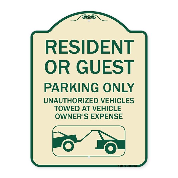 Signmission Parking Restriction Resident or Guest Parking Only Unauthorized Vehicles Towed at Own, TG-1824-23369 A-DES-TG-1824-23369 - main